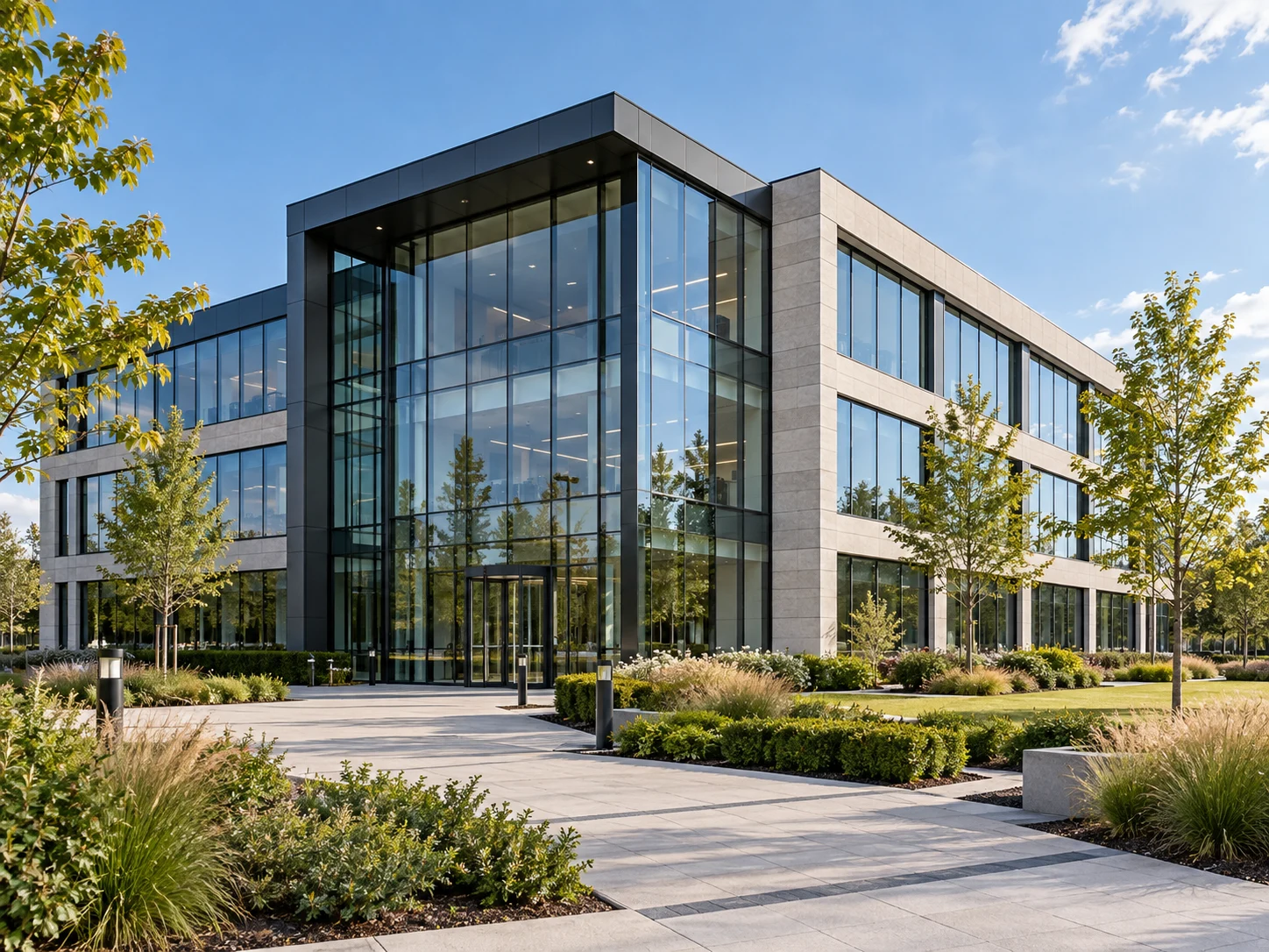 Illustrative contemporary office building